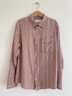 Zara Striped Button-Down Shirt, pink